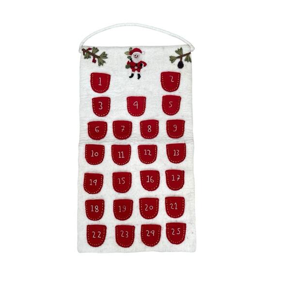 Pottery Barn Kids Soft Felted Wool Advent Calendar Christmas Wall Hanging Santa - Picture 1 of 7